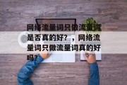 网络流量词只做流量词是否真的好？，网络流量词只做流量词真的好吗？