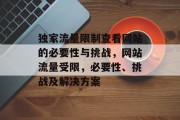 独家流量限制查看网站的必要性与挑战,网站流量受限,必要性、挑战及解决方案 独家流量限制查看网站的必要性与挑战,网站流量受限,必要性、挑战及解决方案