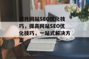 提升网站SEO优化技巧，提高网站SEO优化技巧，一站式解决方案