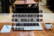 隐藏195关通关攻略视频,让你在繁忙的生活中找到片刻的宁静和乐趣,放松心灵,畅游195关,游戏攻略与休闲技巧