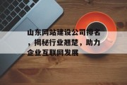 山东网站建设公司排名,揭秘行业翘楚,助力企业互联网发展 山东网站建设公司排名,揭秘行业翘楚,助力企业互联网发展