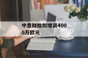 中意财险拟增资4000万欧元