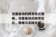 流量驱动的网页优化策略,流量驱动式网页优化,策略与实践分享 流量驱动的网页优化策略,流量驱动式网页优化,策略与实践分享