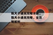 甄大小通关攻略详解，甄大小通关攻略，全攻略解析