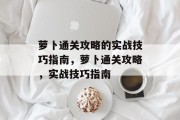 萝卜通关攻略的实战技巧指南,萝卜通关攻略,实战技巧指南 萝卜通关攻略的实战技巧指南,萝卜通关攻略,实战技巧指南