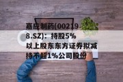 嘉应制药(002198.SZ):持股5%以上股东东方证券拟减持不超1%公司股份 嘉应制药(002198.SZ):持股5%以上股东东方证券拟减持不超1%公司股份