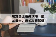 屠龙勇士通关攻略，屠龙勇士，通关攻略解析