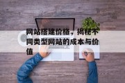网站搭建价格,揭秘不同类型网站的成本与价值 网站搭建价格,揭秘不同类型网站的成本与价值