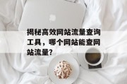 揭秘高效网站流量查询工具,哪个网站能查网站流量? 揭秘高效网站流量查询工具,哪个网站能查网站流量?