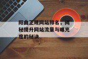 阳曲正规网站排名,揭秘提升网站流量与曝光度的秘诀 阳曲正规网站排名,揭秘提升网站流量与曝光度的秘诀