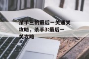 杀手三的最后一关通关攻略,杀手3:最后一关攻略 杀手三的最后一关通关攻略,杀手3:最后一关攻略