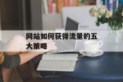 网站如何获得流量的五大策略 网站如何获得流量的五大策略