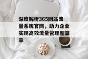 深度解析365网站流量系统官网，助力企业实现高效流量管理新篇章