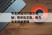 专业网站SEO报价揭秘,性价比之选,助力企业网络营销 专业网站SEO报价揭秘,性价比之选,助力企业网络营销