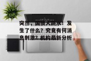 突然,国债大跳水!发生了什么?究竟有何消息刺激?机构最新分析 突然,国债大跳水!发生了什么?究竟有何消息刺激?机构最新分析