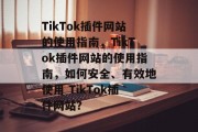 TikTok插件网站的使用指南，TikTok插件网站的使用指南，如何安全、有效地使用 TikTok插件网站？