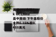 美国OTC市场Bank Of China盘中异动 下午盘股价大跌6.15%报0.488美元 美国OTC市场Bank Of China盘中异动 下午盘股价大跌6.15%报0.488美元