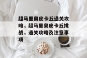 超马里奥皮卡丘通关攻略,超马里奥皮卡丘挑战,通关攻略及注意事项