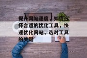 提升网站速度,如何选择合适的优化工具,快速优化网站,选对工具的关键 提升网站速度,如何选择合适的优化工具,快速优化网站,选对工具的关键