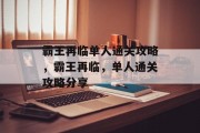 霸王再临单人通关攻略,霸王再临,单人通关攻略分享
