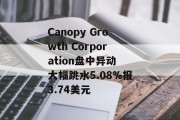 Canopy Growth Corporation盘中异动 大幅跳水5.08%报3.74美元 Canopy Growth Corporation盘中异动 大幅跳水5.08%报3.74美元
