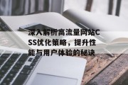 深入解析高流量网站CSS优化策略,提升性能与用户体验的秘诀 深入解析高流量网站CSS优化策略,提升性能与用户体验的秘诀