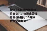 如何在5分钟内通关暗月幽谷?,快速通关暗月幽谷秘籍,15分钟教你全程攻略