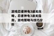 游戏忍者神龟3通关攻略,忍者神龟3通关指南,游戏策略与技巧分析