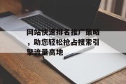 网站快速排名推广策略，助您轻松抢占搜索引擎流量高地