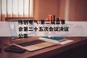 伟创电气:第二届监事会第二十五次会议决议公告