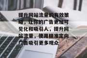 提升网站流量的有效策略,让你的广告更加可见化和吸引人,提升网站流量,使用精准定向广告吸引更多观众 提升网站流量的有效策略,让你的广告更加可见化和吸引人,提升网站流量,使用精准定向广告吸引更多观众