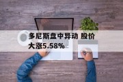 多尼斯盘中异动 股价大涨5.58% 多尼斯盘中异动 股价大涨5.58%