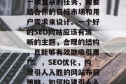 SEO网站内容布局是一项复杂的任务,需要结合你的目标市场和用户需求来设计。一个好的SEO网站应该有清晰的主题,合理的结构,且能够有效地吸引用户。,SEO优化,构建引人入胜的网站布局策略,如何构建引人入胜的SEO网站布局? SEO网站内容布局是一项复杂的任务,需要结合你的目标市场和用户需求来设计。一个好的SEO网站应该有清晰的主题,合理的结构,且能够有效地吸引用户。,SEO优化,构建引人入胜的网站布局策略,如何构建引人入胜的SEO网站布局?