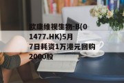 欧康维视生物-B(01477.HK)5月7日耗资1万港元回购2000股 欧康维视生物-B(01477.HK)5月7日耗资1万港元回购2000股