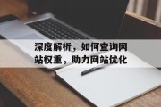 深度解析,如何查询网站权重,助力网站优化 深度解析,如何查询网站权重,助力网站优化