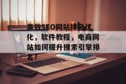 高效SEO网站排名优化,软件教程,电商网站如何提升搜索引擎排名?