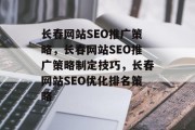 长春网站SEO推广策略，长春网站SEO推广策略制定技巧，长春网站SEO优化排名策略