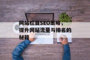 网站栏目SEO策略,提升网站流量与排名的秘籍 网站栏目SEO策略,提升网站流量与排名的秘籍