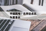 中国西电:选举赵永志为董事长 中国西电:选举赵永志为董事长
