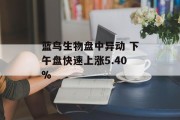 蓝鸟生物盘中异动 下午盘快速上涨5.40% 蓝鸟生物盘中异动 下午盘快速上涨5.40%