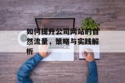 如何提升公司网站的自然流量,策略与实践解析 如何提升公司网站的自然流量,策略与实践解析