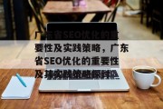 广东省SEO优化的重要性及实践策略,广东省SEO优化的重要性及其实践策略探讨 广东省SEO优化的重要性及实践策略,广东省SEO优化的重要性及其实践策略探讨