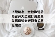 上级动态|金融监管总局召开大型银行高质量发展座谈会听取有关意见建议 上级动态|金融监管总局召开大型银行高质量发展座谈会听取有关意见建议