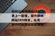如何让郴州网站SEO更上一层楼,提升郴州网站SEO排名,从关键词优化到元标签建设 如何让郴州网站SEO更上一层楼,提升郴州网站SEO排名,从关键词优化到元标签建设