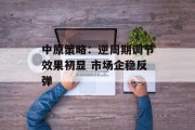 中原策略:逆周期调节效果初显 市场企稳反弹 中原策略:逆周期调节效果初显 市场企稳反弹