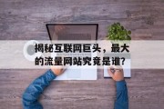 揭秘互联网巨头,最大的流量网站究竟是谁? 揭秘互联网巨头,最大的流量网站究竟是谁?