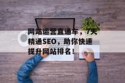 网站运营直通车,7天精通SEO,助你快速提升网站排名! 网站运营直通车,7天精通SEO,助你快速提升网站排名!