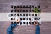 录音插件网站揭秘,录音插件的真相揭秘,如何选择高质量的录音工具?,音频设备,揭秘优质录音插件的真实面目 录音插件网站揭秘,录音插件的真相揭秘,如何选择高质量的录音工具?,音频设备,揭秘优质录音插件的真实面目
