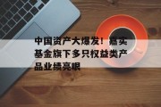 中国资产大爆发!嘉实基金旗下多只权益类产品业绩亮眼 中国资产大爆发!嘉实基金旗下多只权益类产品业绩亮眼