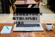 九紫新能盘中异动 大幅下挫6.80%报1.58美元 九紫新能盘中异动 大幅下挫6.80%报1.58美元
